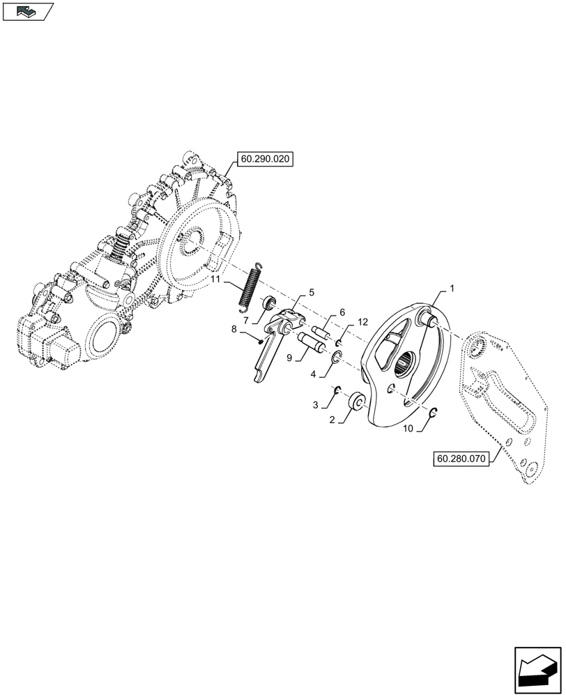 Схема запчастей Case IH LB434S - (60.280.080) - SHUTTLE FEEDER, CLUTCH, LH (60) - PRODUCT FEEDING