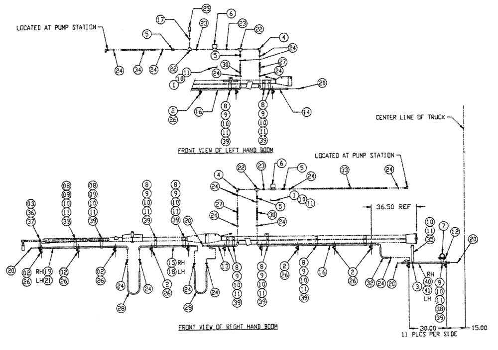 Схема запчастей Case IH FLEX-AIR - (12-004) - BOOM PLUMBING, WET, 4 WL, REAR Wet Kit