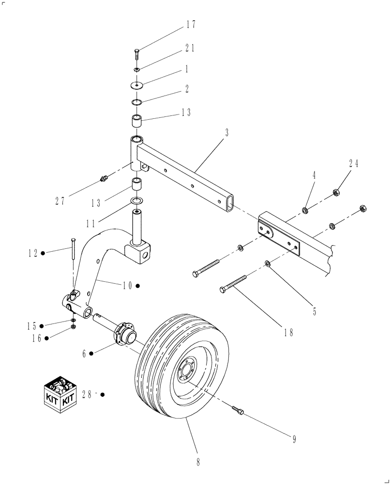 Схема запчастей Case IH WD1903 - (05.02[3]) - REAR AXLE EXTENSION AND SINGLE CAST TAIL WHEEL ARM, DRAPER READY, FROM PIN YAG663501 (05) - REAR AXLE