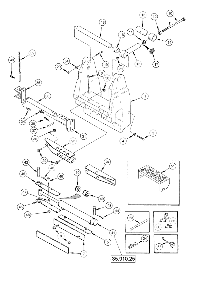 Схема запчастей Case IH 625 - (60.600.31) - DRUM SUPPORT ASSY - 6 ROW WIDE (60) - PRODUCT FEEDING