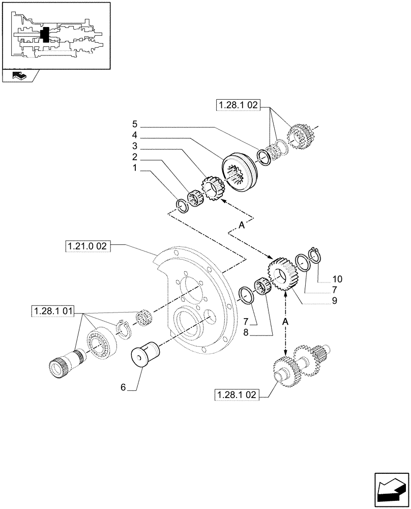 Схема запчастей Case IH MAXXUM 120 - (1.27.5) - TRANSMISSION 16X16 OR 17X16 - REVERSER GEARS (03) - TRANSMISSION