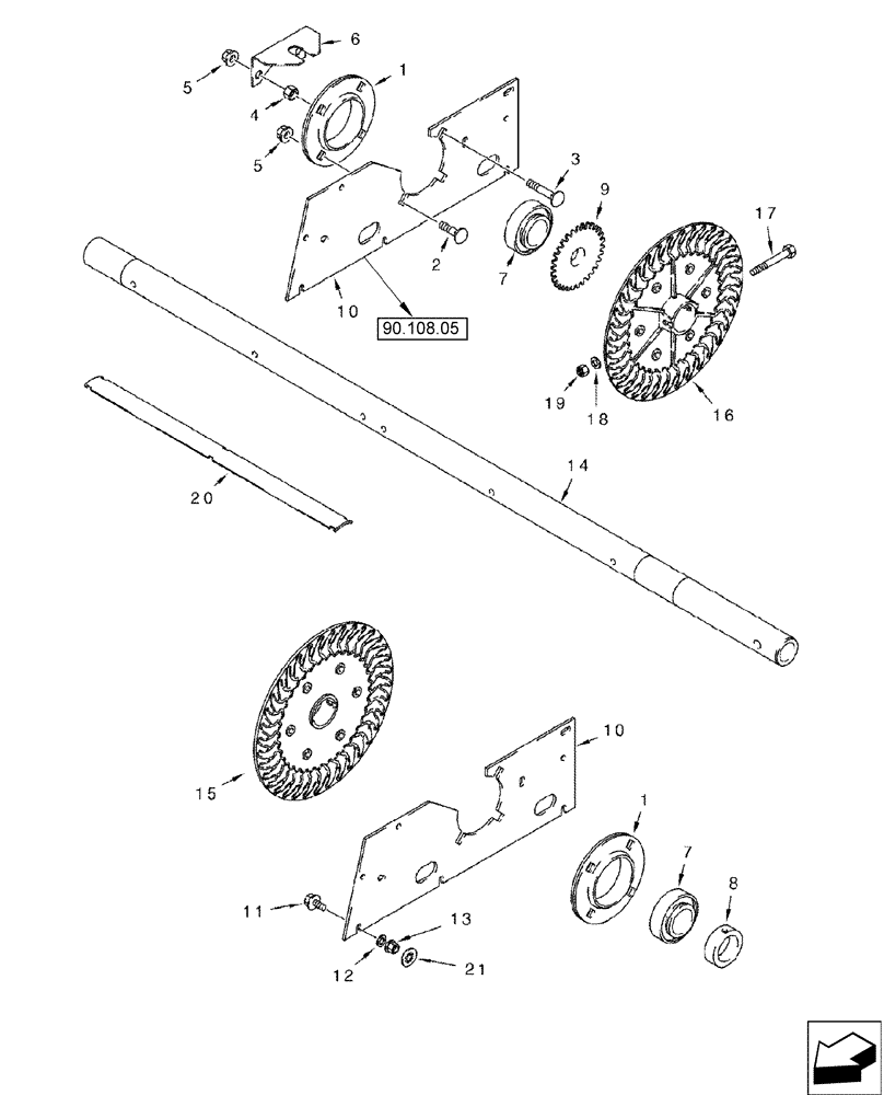 Схема запчастей Case IH 2588 - (74.130.04) - CLEANING FAN - SHAFT AND SUPPORTS (74) - CLEANING