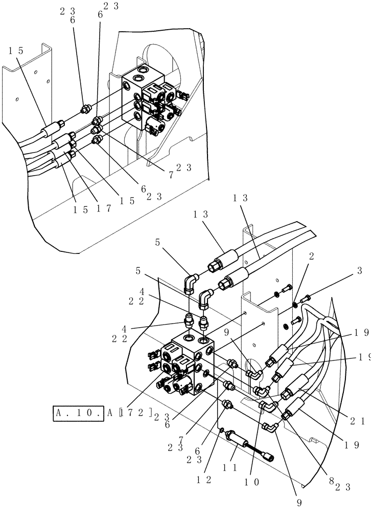 Схема запчастей Case IH 1200PT - (A.10.A[51]) - LAYOUT VALVE MARKER MOUNTING 12/23 ROW A - Distribution Systems