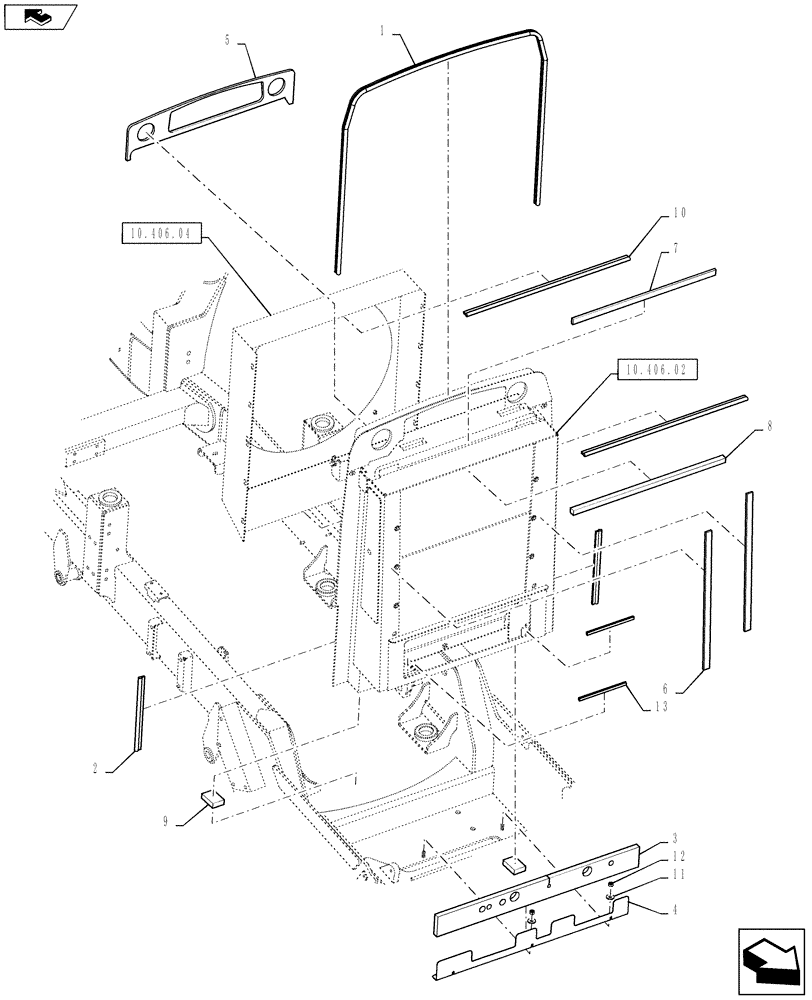 Схема запчастей Case IH TITAN 4530 - (10.406.03) - RADIATOR BAFFLE (10) - ENGINE