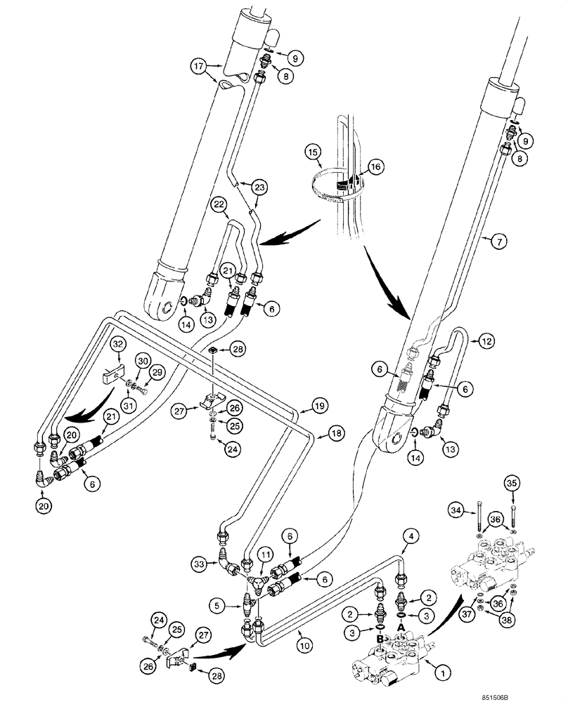 Схема запчастей Case IH 1845C - (08-01) - HYDRAULICS - LOADER LIFT, - JAF0041139 (08) - HYDRAULICS