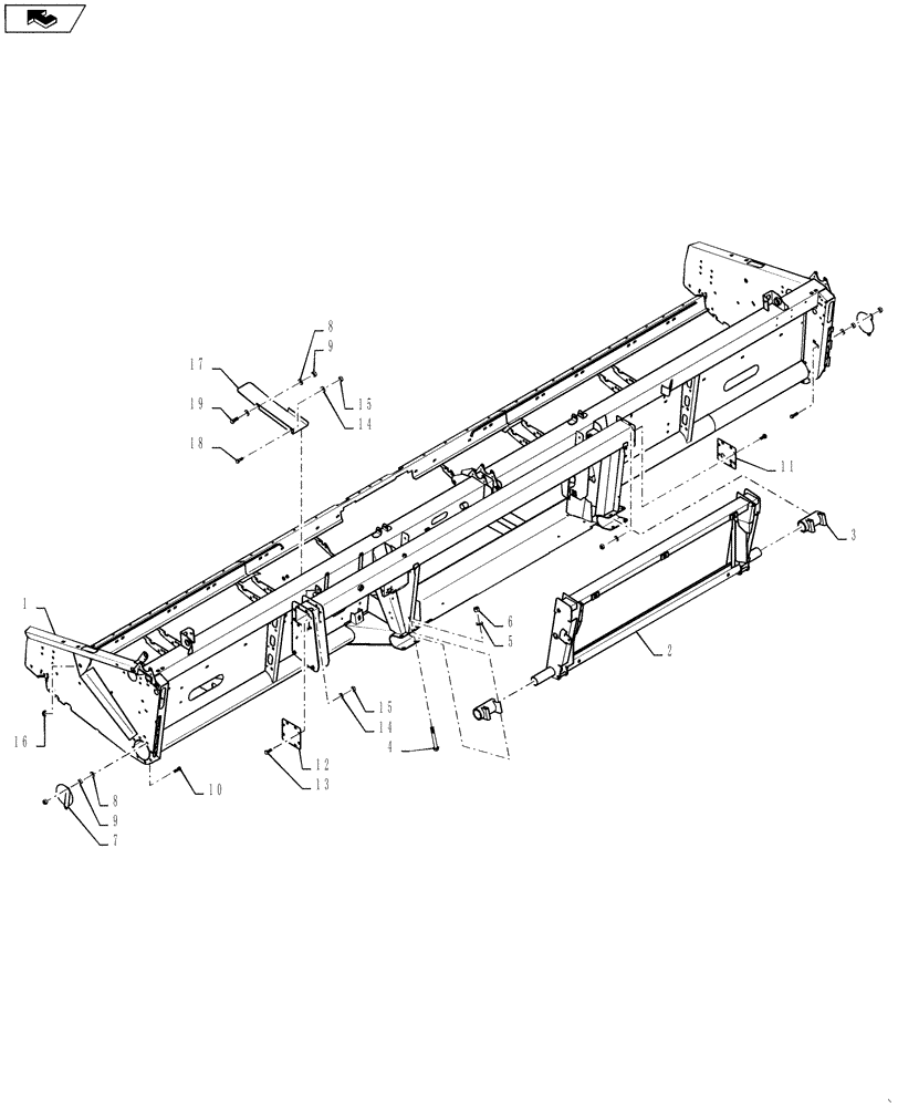 Схема запчастей Case IH 3152 - (58.130.04[01]) - FRAME ASSEMBLY, 25 FOOT HEADER (58) - ATTACHMENTS/HEADERS