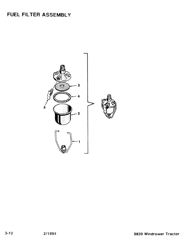 Схема запчастей Case IH 8820 - (3-12) - FUEL FILTER ASSEMBLY (03) - FUEL SYSTEM