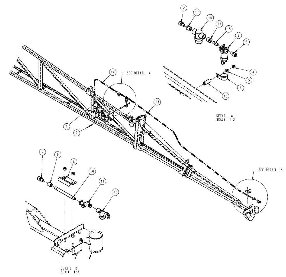 Схема запчастей Case IH SPX4410 - (11-008) - NOZZLE GROUP, RIGHT BOOM, 80’ Options