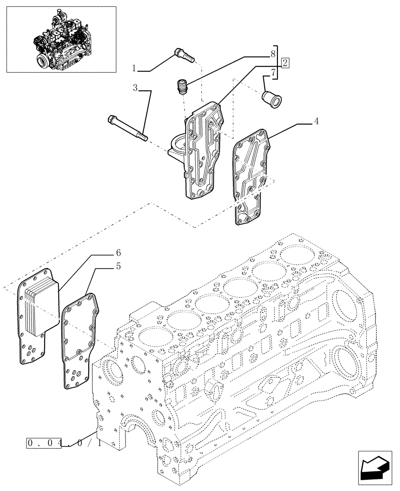 Схема запчастей Case IH MXU125 - (0.31.5/01) - HEAT EXCHANGER ENGINE (01) - ENGINE