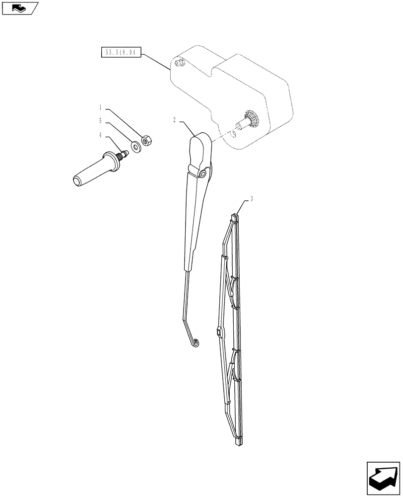 Схема запчастей Case IH PUMA 160 - (55.518.03) - WINDSHIELD WIPER - REAR (55) - ELECTRICAL SYSTEMS