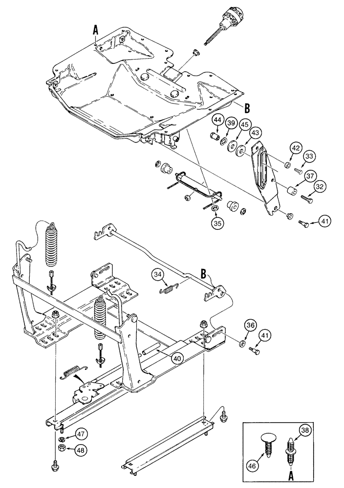 Схема запчастей Case IH 1835C - (9-48) - DELUXE OPERATORS SEAT, BASE AND ADJUSTING PARTS (09) - CHASSIS/ATTACHMENTS