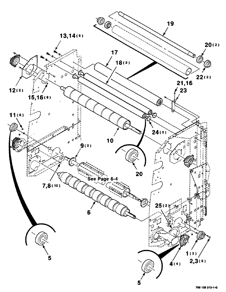 Схема запчастей Case IH RS551 - (6-02) - ROLLER ASSEMBLIES, UPPER (14) - BALE CHAMBER