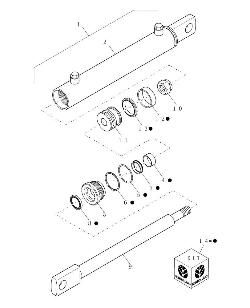 Схема запчастей Case IH RBX461 - (043[1]) - HYDRAULIC CYLINDER, TAILGATE LIFT, 86637318 (35) - HYDRAULIC SYSTEMS