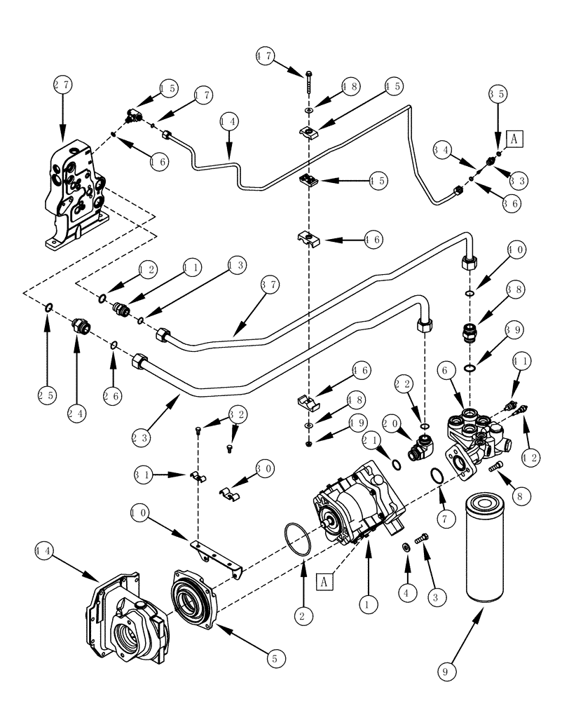 Схема запчастей Case IH MX200 - (08-03) - HYDRAULIC SYSTEM PISTON PUMP AND FILTER, STANDARD FLOW CAPACITY PUMP (08) - HYDRAULICS