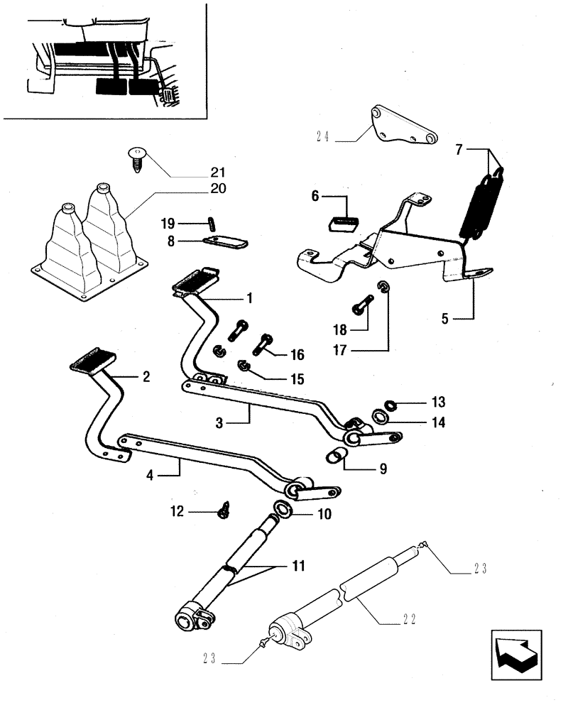 Схема запчастей Case IH JX95 - (1.67.0) - BRAKE PEDALS - LEVERS, PEDALS AND SHAFT (05) - REAR AXLE