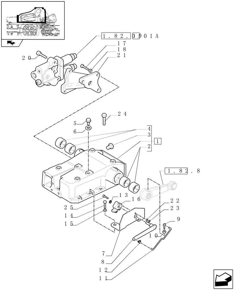 Схема запчастей Case IH FARMALL 95U - (1.82.0/01[01]) - HYDRAULIC LIFT FOR POWER SHUTTLE WITH EDC - COVER AND VALVES - W/CAB (VAR.330753-331753-330832) (07) - HYDRAULIC SYSTEM