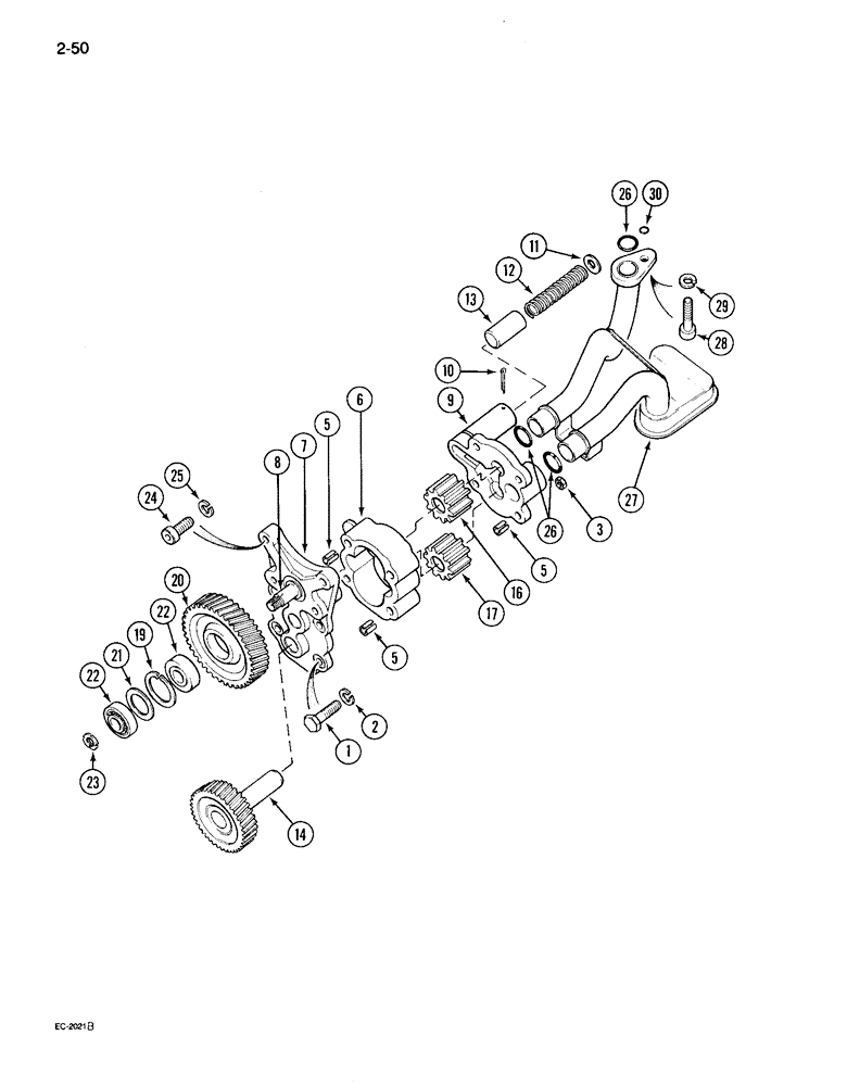 Схема запчастей Case IH 495 - (2-050) - OIL PUMP (02) - ENGINE