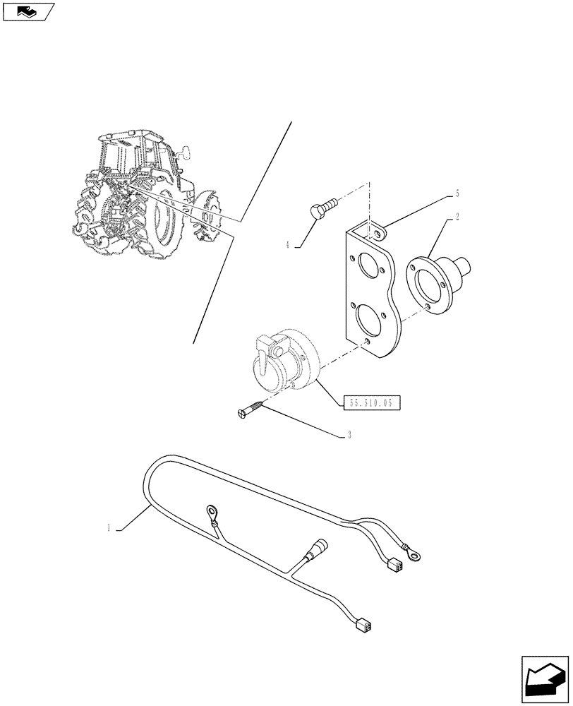 Схема запчастей Case IH PUMA 130 - (55.510.06) - FRONT IMPLEMENT CONTROL POWER SOCKET (55) - ELECTRICAL SYSTEMS