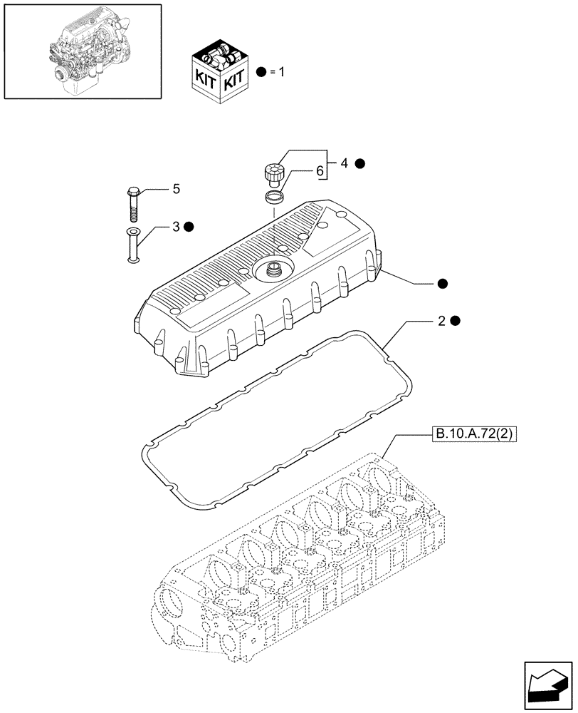 Схема запчастей Case IH AFX8010 - (B.10.A.72[1]) - HEAD COVER (504033727) B - Power Production