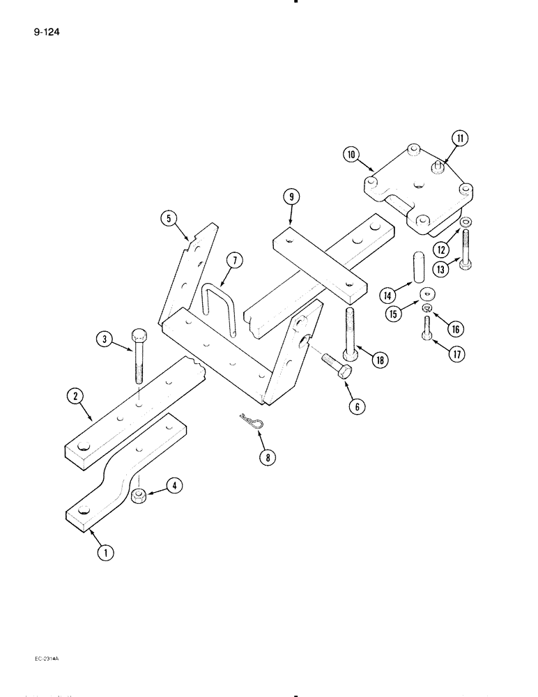 Схема запчастей Case IH 695 - (9-124) - SWINGING DRAWBAR (09) - CHASSIS/ATTACHMENTS