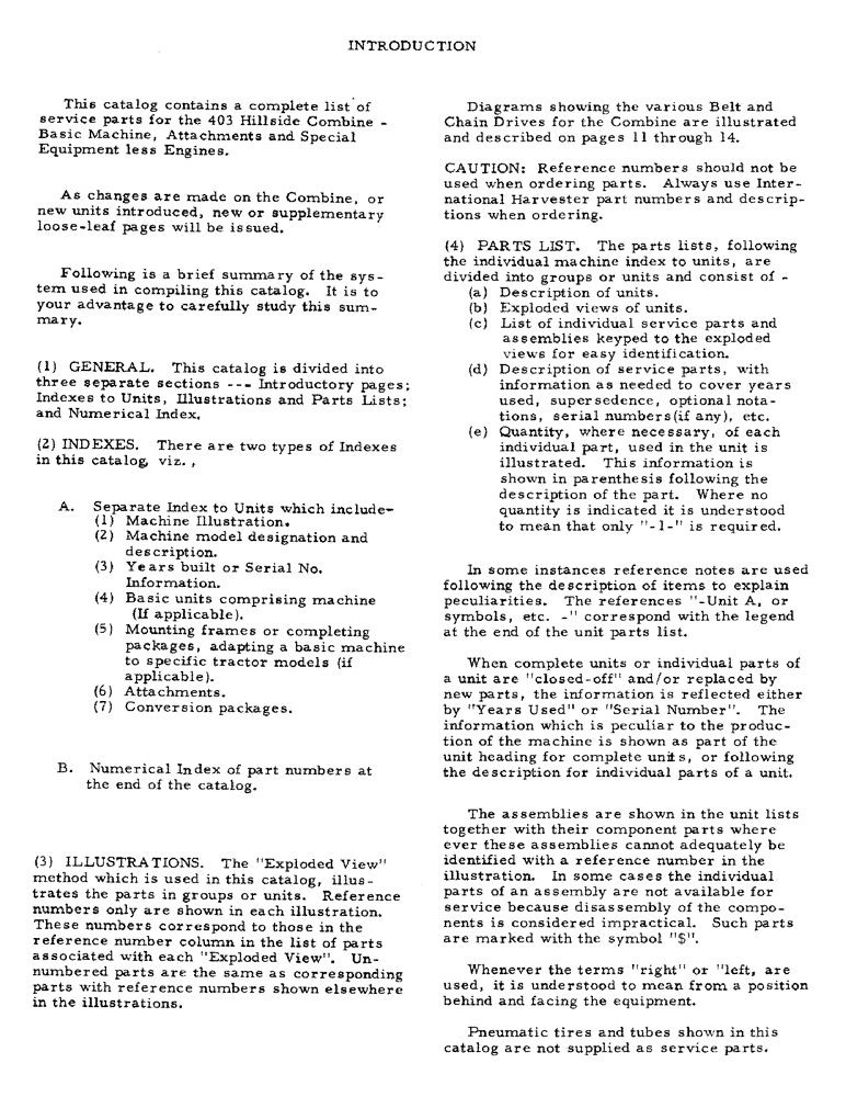 Схема запчастей Case IH 403 - (003) - INTRODUCTION (00) - GENERAL & PICTORIAL INDEX