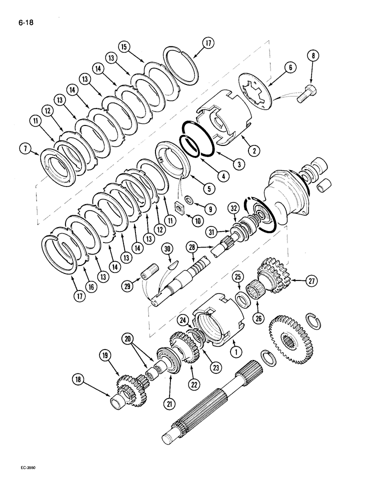 Схема запчастей Case IH 695 - (6-018) - SPEED TRANSMISSION, TWO SPEED POWER SHIFT ATTACHMENT (06) - POWER TRAIN