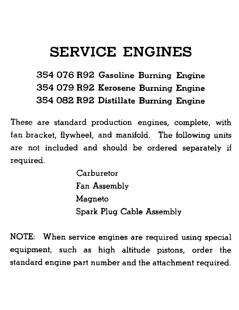 Схема запчастей Case IH FARMALL BN - (007) - ENGINE, SERVICE ENGINES (01) - ENGINE