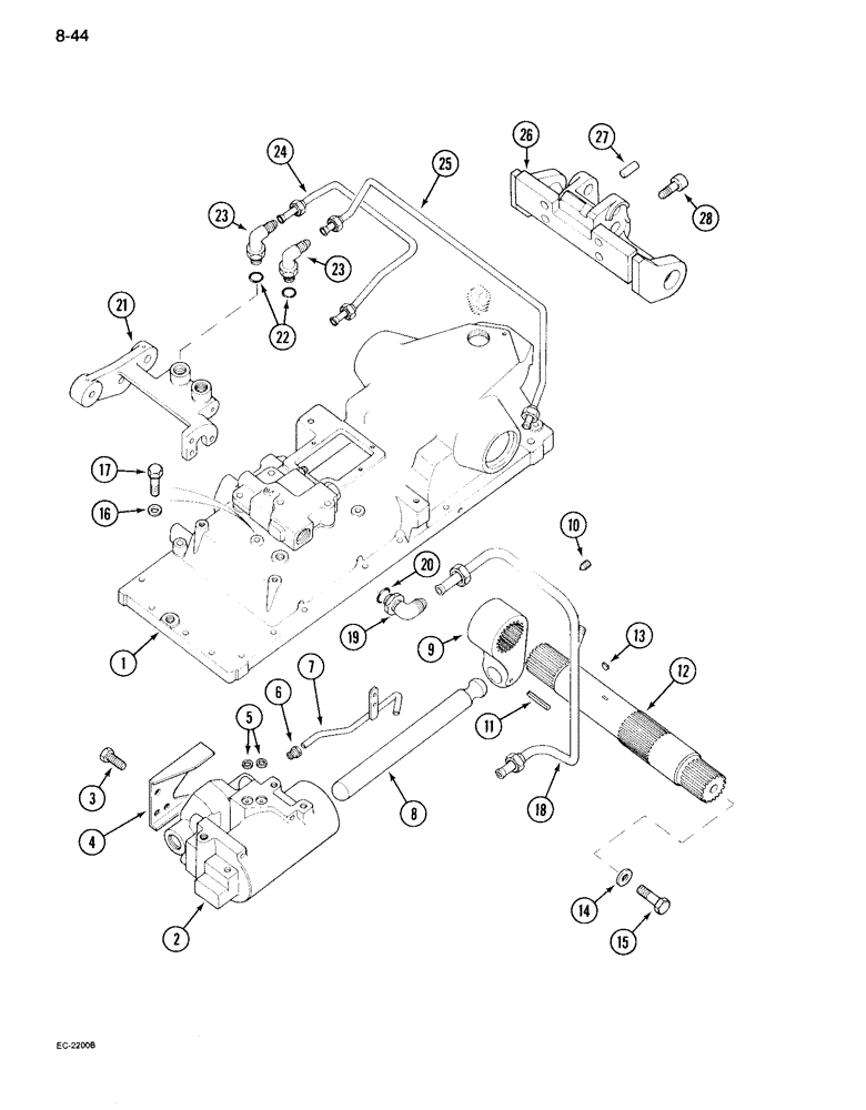 Схема запчастей Case IH 995 - (8-44) - DRAFT CONTROL (08) - HYDRAULICS