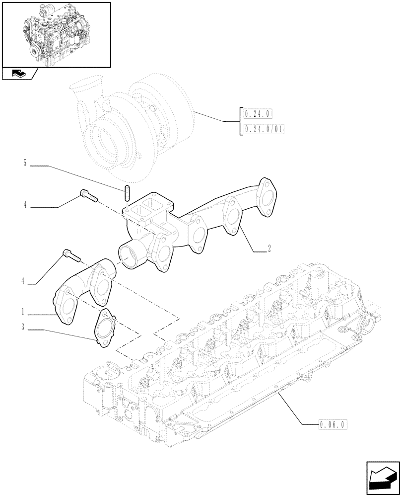 Схема запчастей Case IH PUMA 155 - (0.07.7) - EXHAUST MANIFOLD (01) - ENGINE