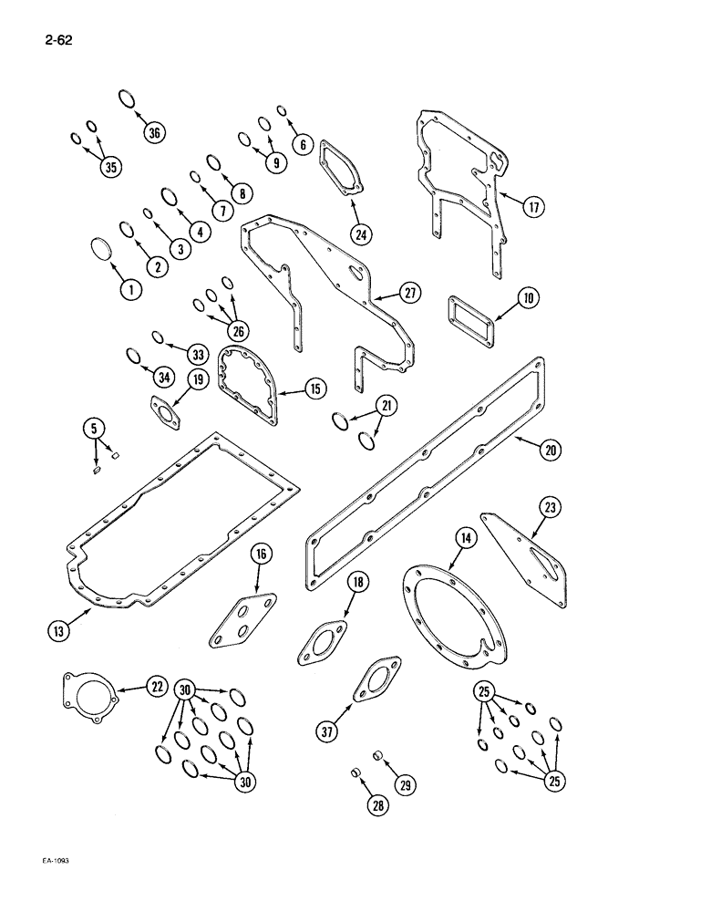 Схема запчастей Case IH 895 - (2-62) - ENGINE SERVICE KIT, CRANKCASE GASKETS (02) - ENGINE