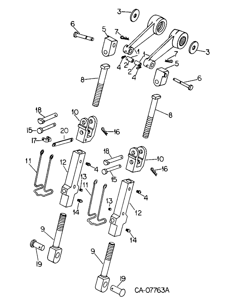 Схема запчастей Case IH 3688 - (09-03) - FRAME, THREE POINT HITCH ATT, CAT. II, LIFT LINK ASSEMBLIES (12) - FRAME