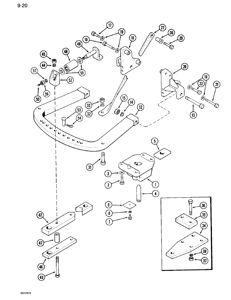 Схема запчастей Case IH 7120 - (9-020) - DRAWBAR, WITHOUT HITCH, PRIOR TO P.I.N. JJA0023395 (09) - CHASSIS/ATTACHMENTS