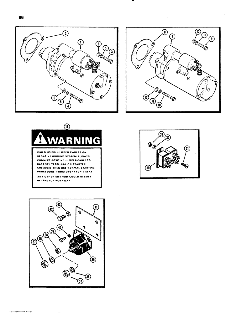 Схема запчастей Case IH 1070 - (0096) - STARTER MOUNTING, 451B DIESEL ENGINE (04) - ELECTRICAL SYSTEMS