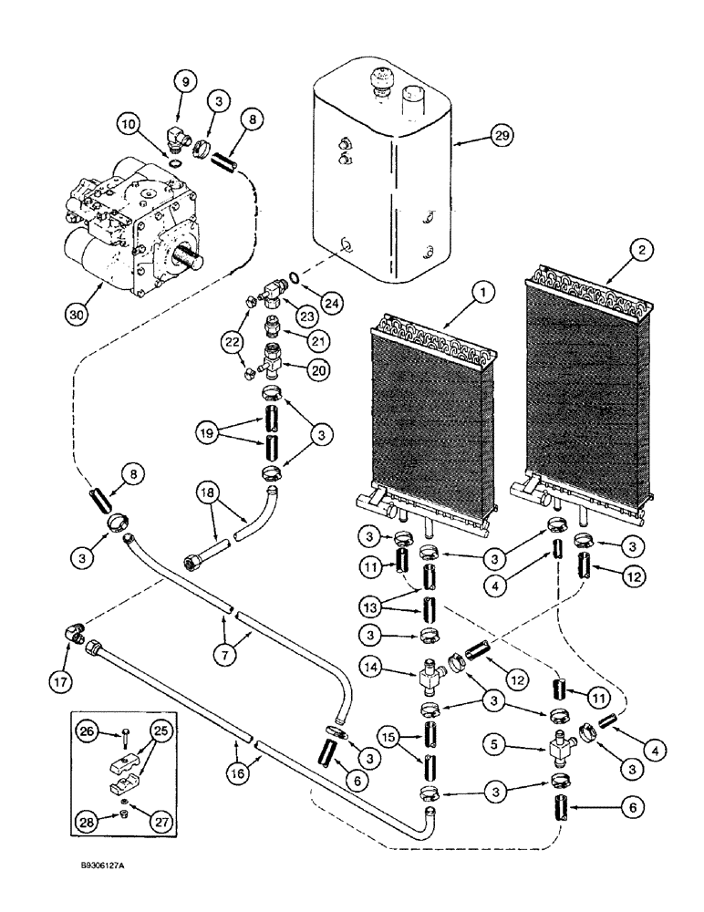 Схема запчастей Case IH 1666 - (8-18) - OIL COOLER SYSTEM, RICE COMBINE, WITH POWER GUIDE AXLE (07) - HYDRAULICS