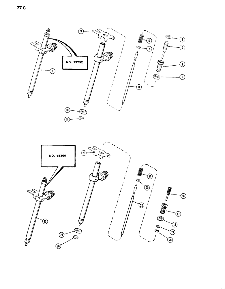 Схема запчастей Case IH 870 - (077C) - A64439 FUEL INJECTION NOZZLE, (336B) DIESEL ENGINE, USED TRACTOR SERIAL NUMBERS 2504029 TO 2581421 (03) - FUEL SYSTEM