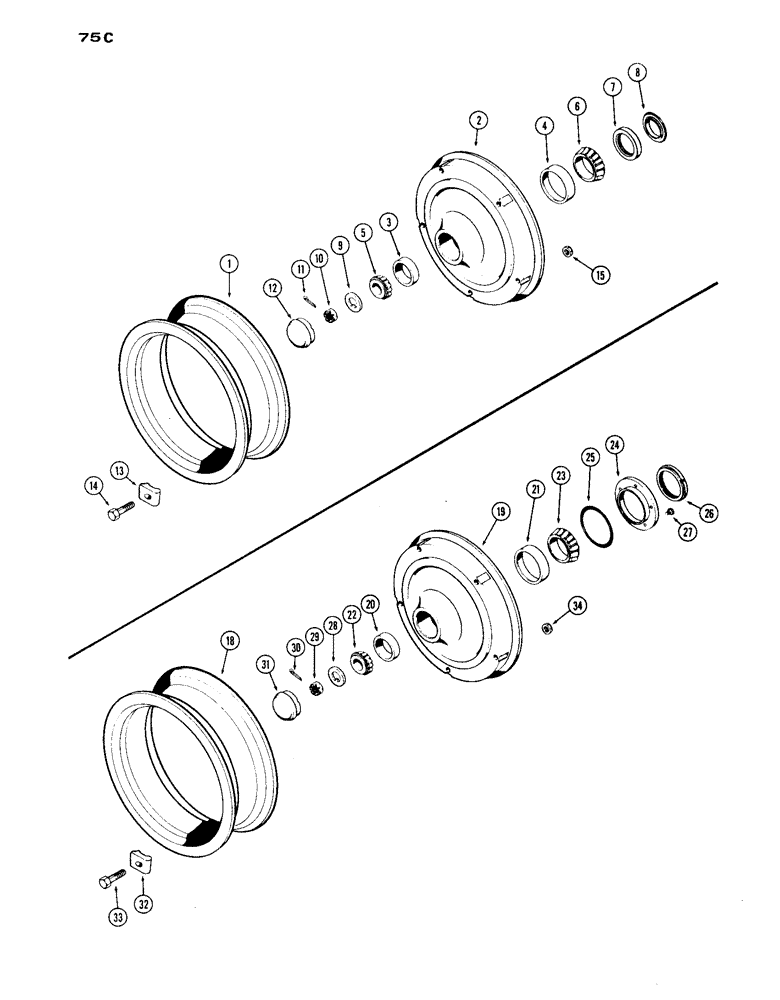 Схема запчастей Case IH 1030 - (075C) - CAST FRONT WHEELS, GENERAL PURPOSE AND WESTERN, FIRST USED TRACTOR SERIAL NUMBER 8332878 (06) - POWER TRAIN