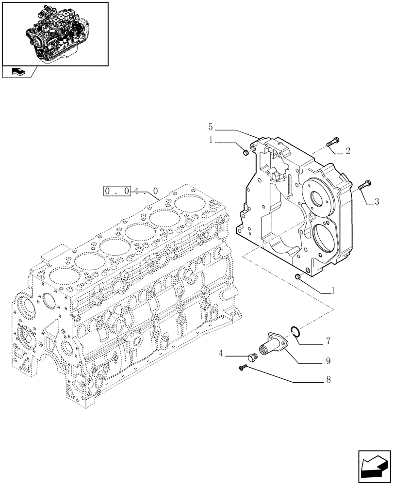 Схема запчастей Case IH F4GE9684B J600 - (0.04.3[01]) - CRANKCASE COVERS (2852682) 