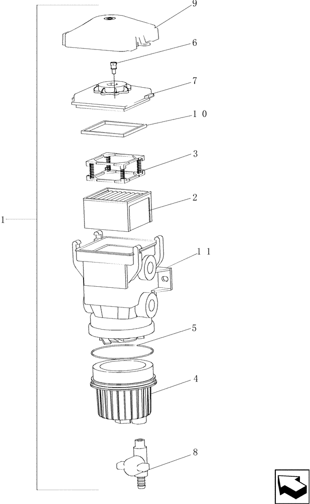 Схема запчастей Case IH 7130 - (10.206.09) - FILTER, FUEL WATER SEPARATOR (10) - ENGINE