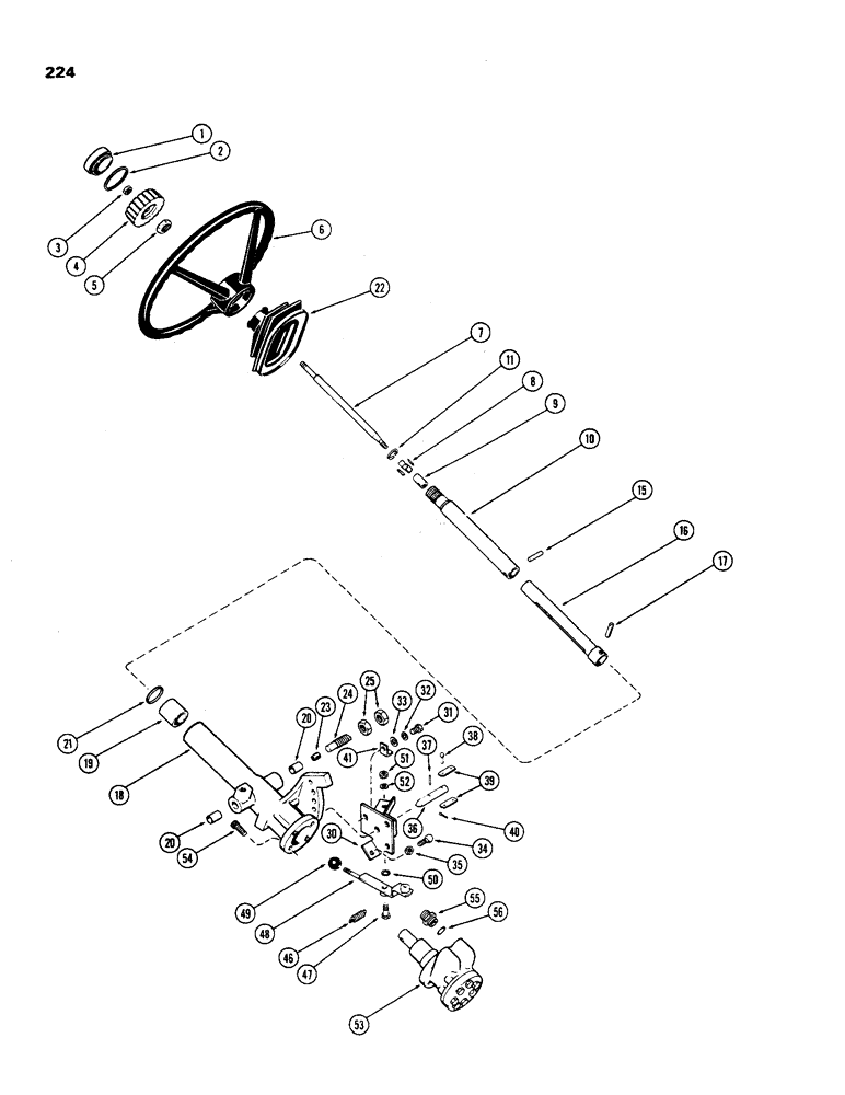 Схема запчастей Case IH 970 - (224) - ADJUSTABLE STEERING COLUMN, USED PRIOR TO TRACTOR SERIAL NUMBER 8693001 (05) - STEERING