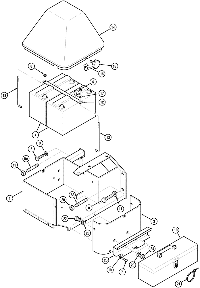 Схема запчастей Case IH MX170 - (04-11) - BATTERY COVERS (55) - ELECTRICAL SYSTEMS