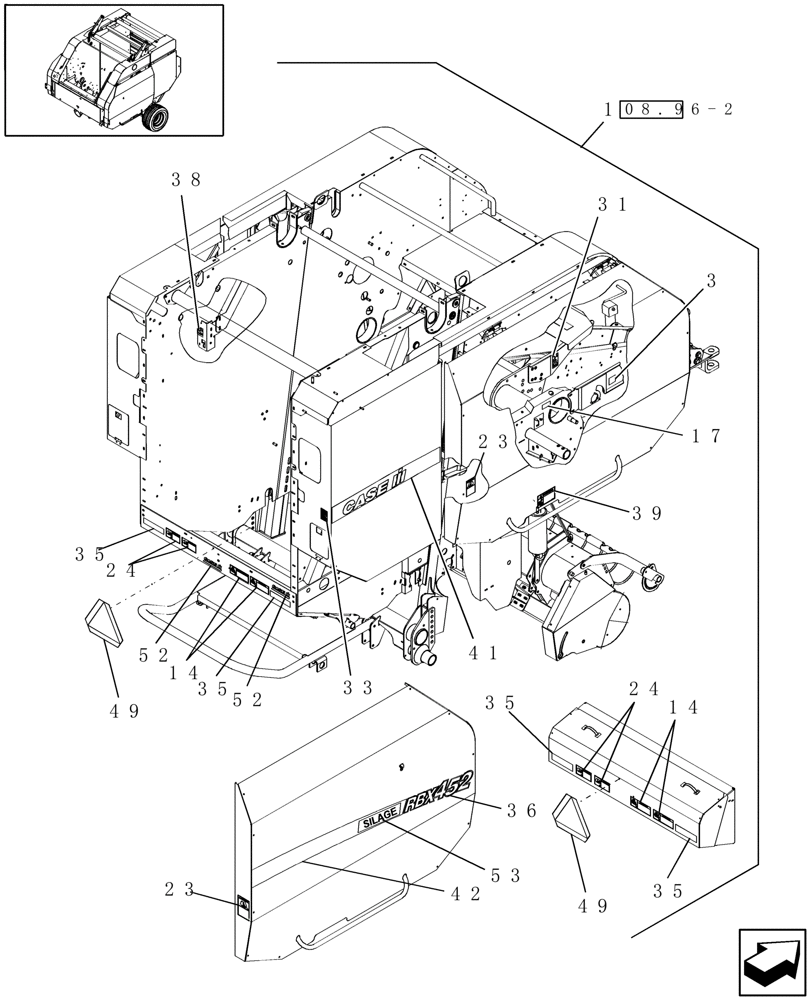 Схема запчастей Case IH RBX452 - (08.96[1]) - DECALS, RH, NORTH AMERICA (08) - SHEET METAL/DECALS