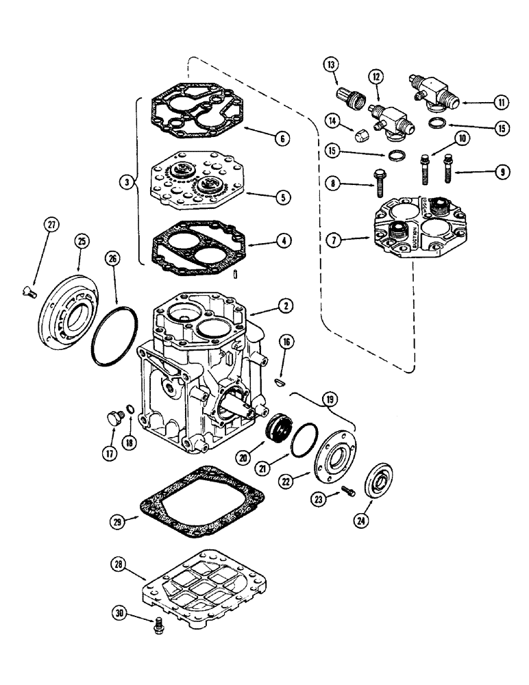 Схема запчастей Case IH 1370 - (332) - AIR CONDITIONER, AIR COMPRESSOR (09) - CHASSIS/ATTACHMENTS