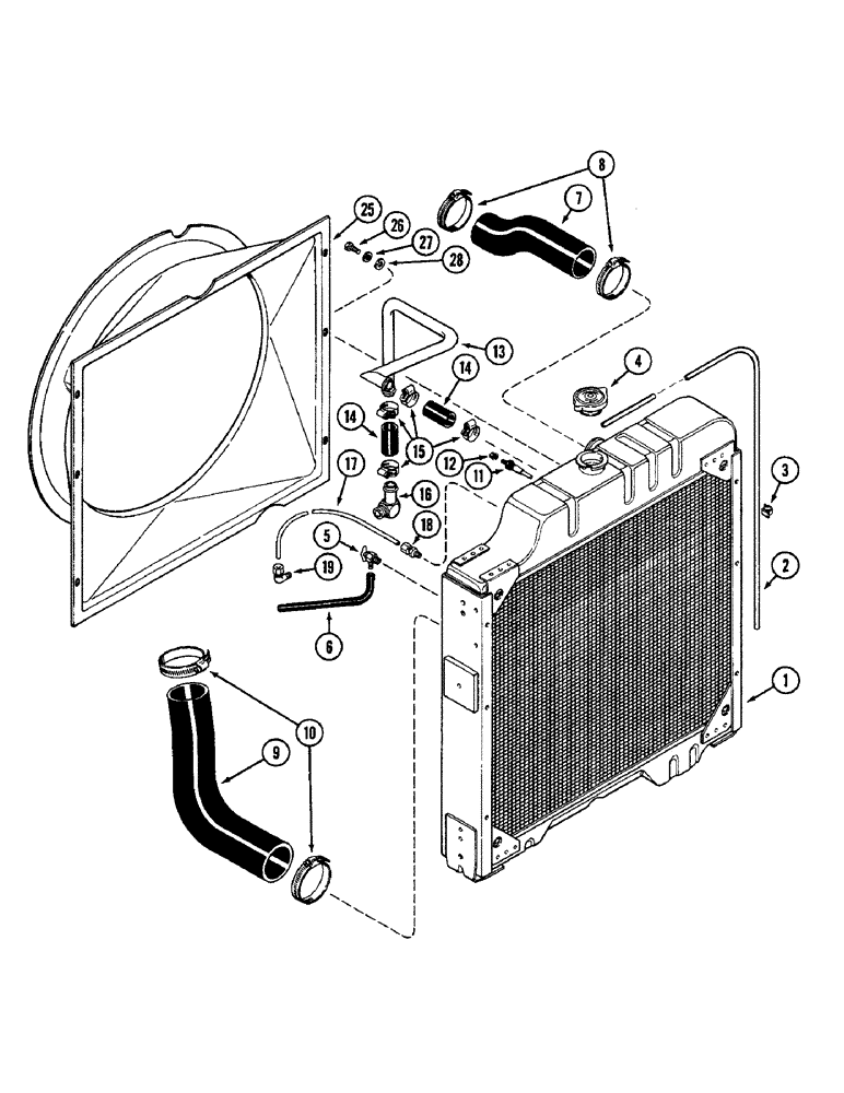 Схема запчастей Case IH 4690 - (2-004) - RADIATOR AND HOSES, 504BDTI DIESEL ENGINE (02) - ENGINE