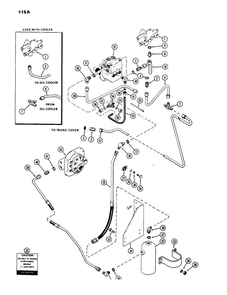 Схема запчастей Case IH 970 - (115A) - STEERING & BRAKE VALVE SYSTEM, POWER BRAKES W/POWER SHIFT, USED PRIOR TO TRAC. SER.NO. 8675001 (05) - STEERING