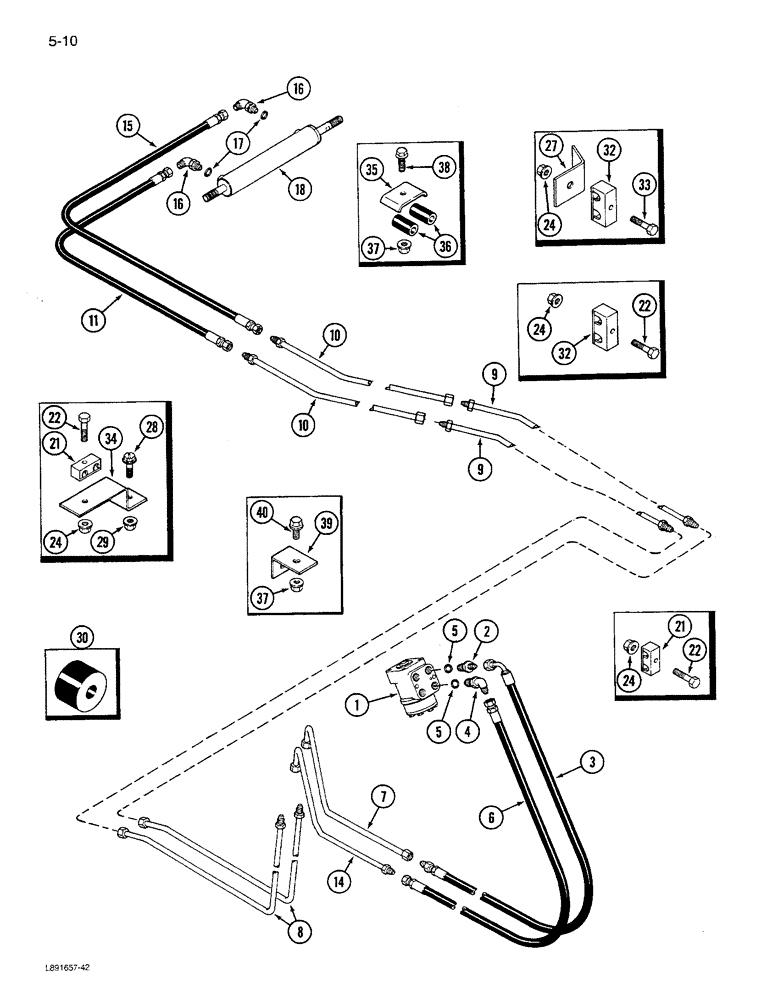 Схема запчастей Case IH 1680 - (5-010) - POWER STEERING SYSTEM, PUMP TO CYLINDER SYSTEM (04) - STEERING