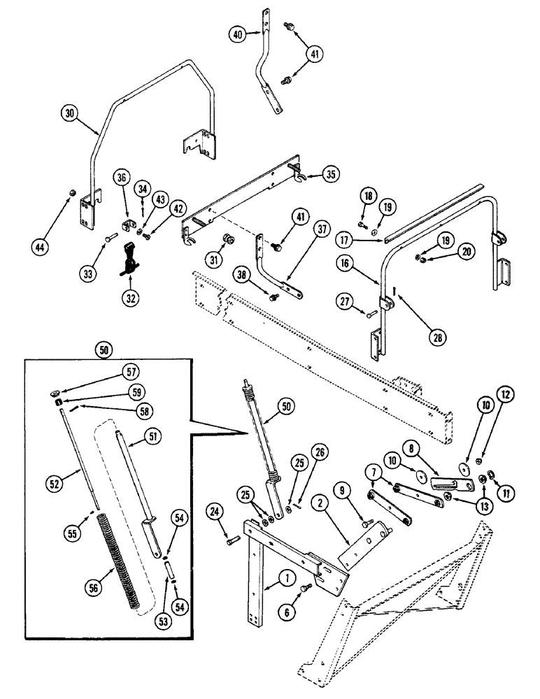 Схема запчастей Case IH 2090 - (9-504) - HOOD SUPPORTS, HINGE AND LATCH, WITH HOOD LATCH-HOOK SYSTEM (09) - CHASSIS/ATTACHMENTS