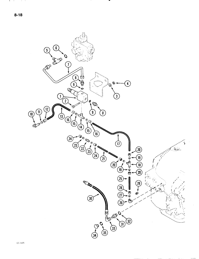 Схема запчастей Case IH 2096 - (8-018) - SEAT AIR/OIL SUSPENSION (08) - HYDRAULICS