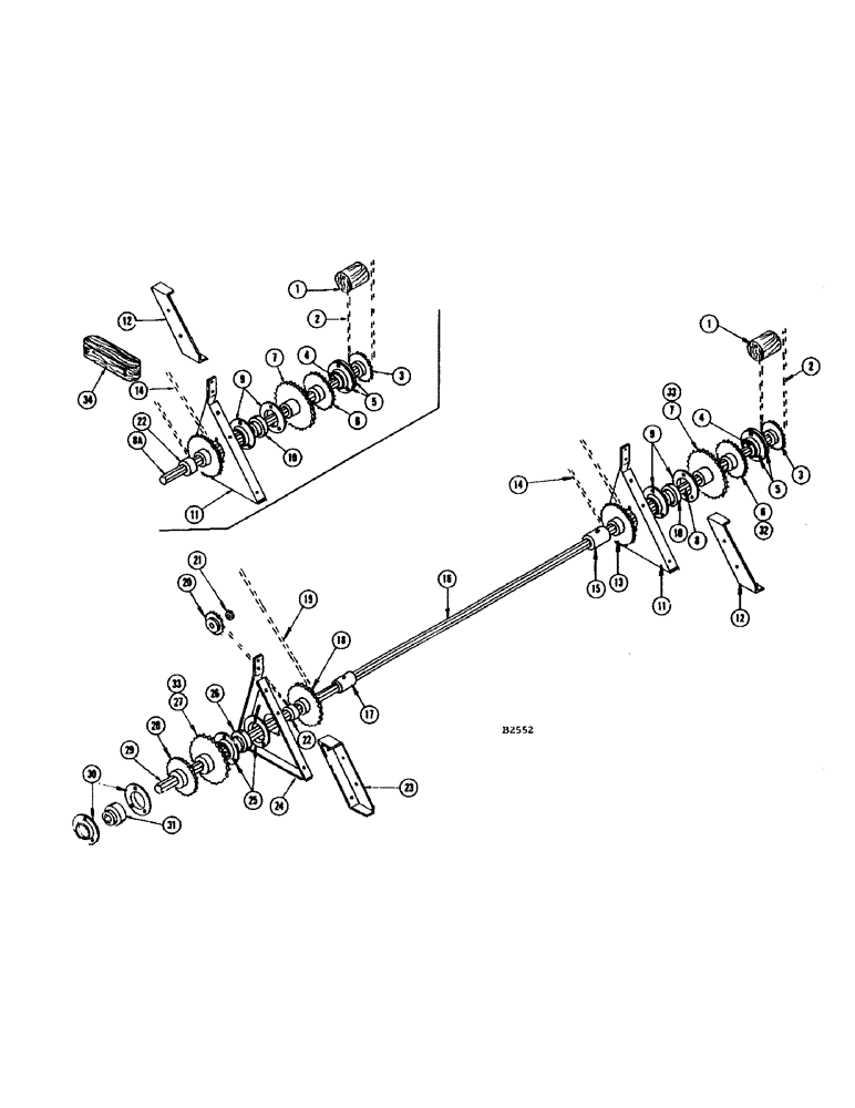 Схема запчастей Case IH 402 - (46) - MAIN DRIVE JACKSHAFT AND SPROCKETS, 402 - 303 (58) - ATTACHMENTS/HEADERS