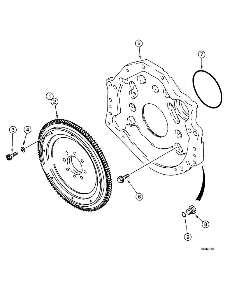 Схема запчастей Case IH 2188 - (2-51A) - FLYWHEEL AND BACKING PLATE, 6TA-830 EMISSIONS CERTIFIED ENGINE, COMBINE P.I.N. JJC0191483 AND AFTER (01) - ENGINE