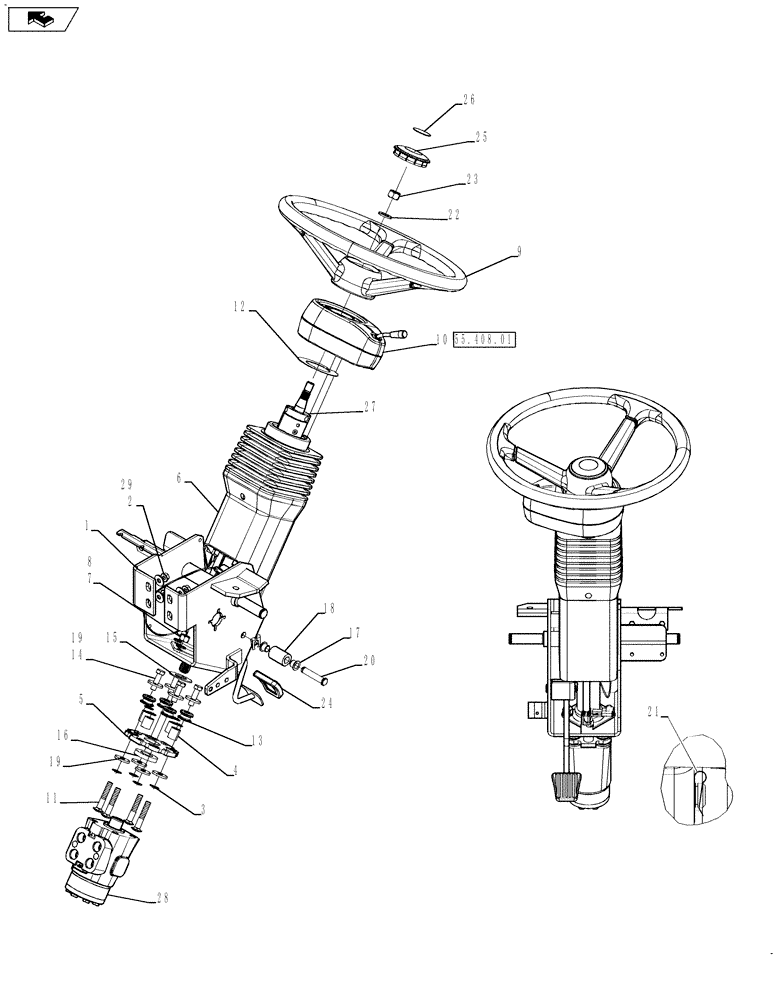 Схема запчастей Case IH 3330 - (41.204.01[02]) - STEERING COLUMN ASSEMBLY (Jul 1 2011 10:07:00.4993 AM) (41) - STEERING